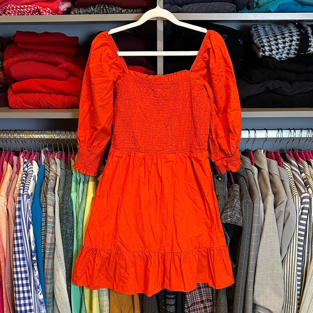 Sim & Sam orange 1/2 sleeve smocked dress size M